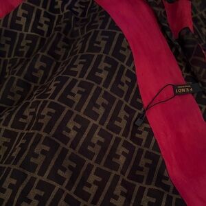 Fendi Brown Zucca Monogram Silk Scarf
